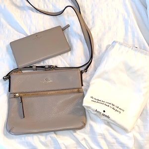 Kate spade taupe/gray cross body!